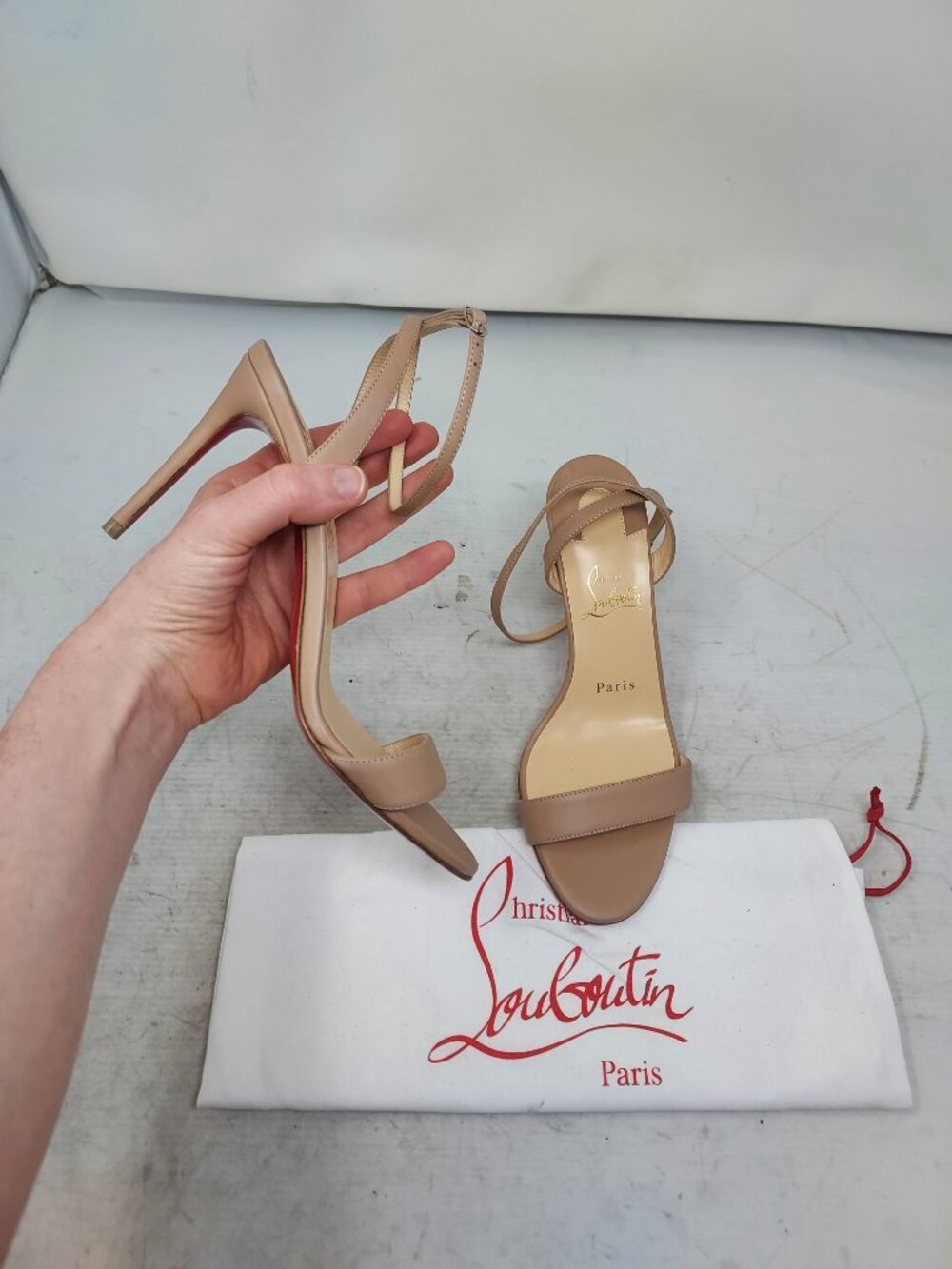 Christian Louboutin Loubigirl Nude Ankle Strap Heel Sandal